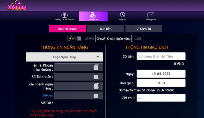 Nạp tiền tại 88Xeng